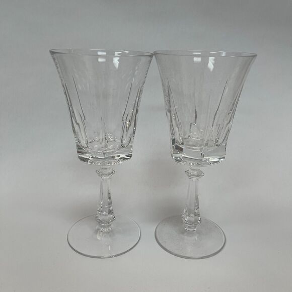 Gorham Crystal French Cathedral Clear Wine Glass Glasses Highball high Lot of 2 - Picture 2 of 6